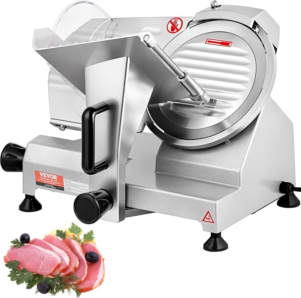 VEVOR - Trancheuse électrique 200 W, lame 203 mm, inox/aluminium, 350-400 tr/min