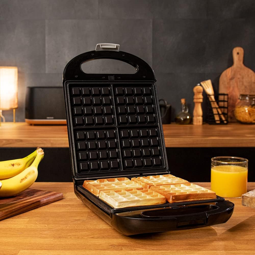 Cecotec - Rock'nToast Family - 4 gaufres, 1500W, inox, système rotatif