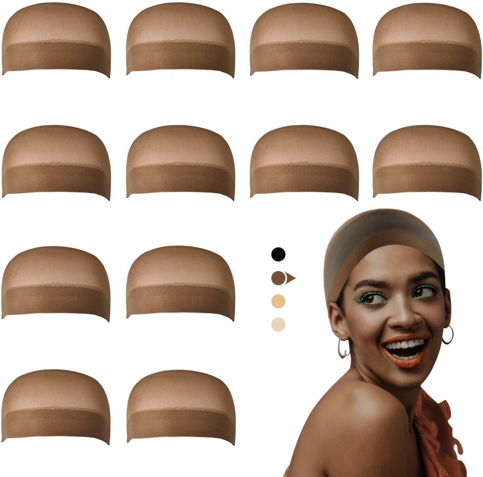 Dreamlover - bonnets de perruque femme - marron - filet à cheveux, lot de 12