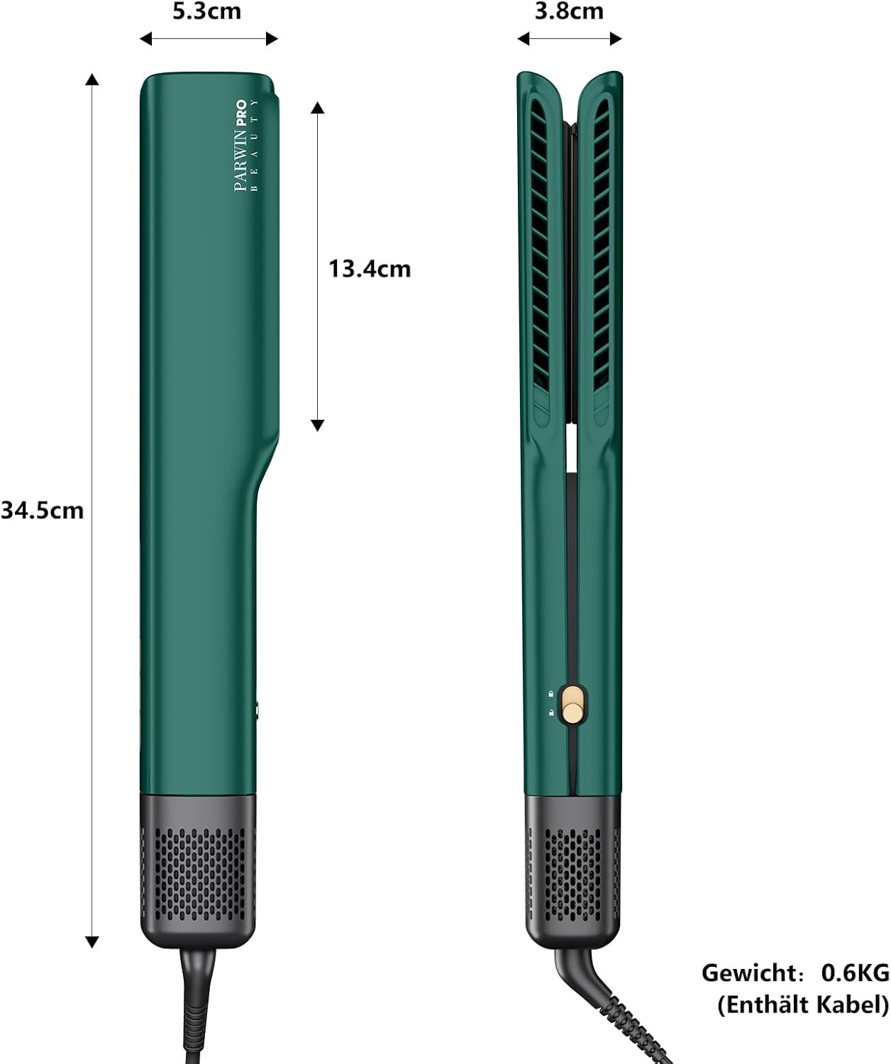 PARWIN PRO BEAUTY - lisseur à air ionique - 35-75cm - lissage humide/sec, sans plaques chauffantes, sans dommages thermi