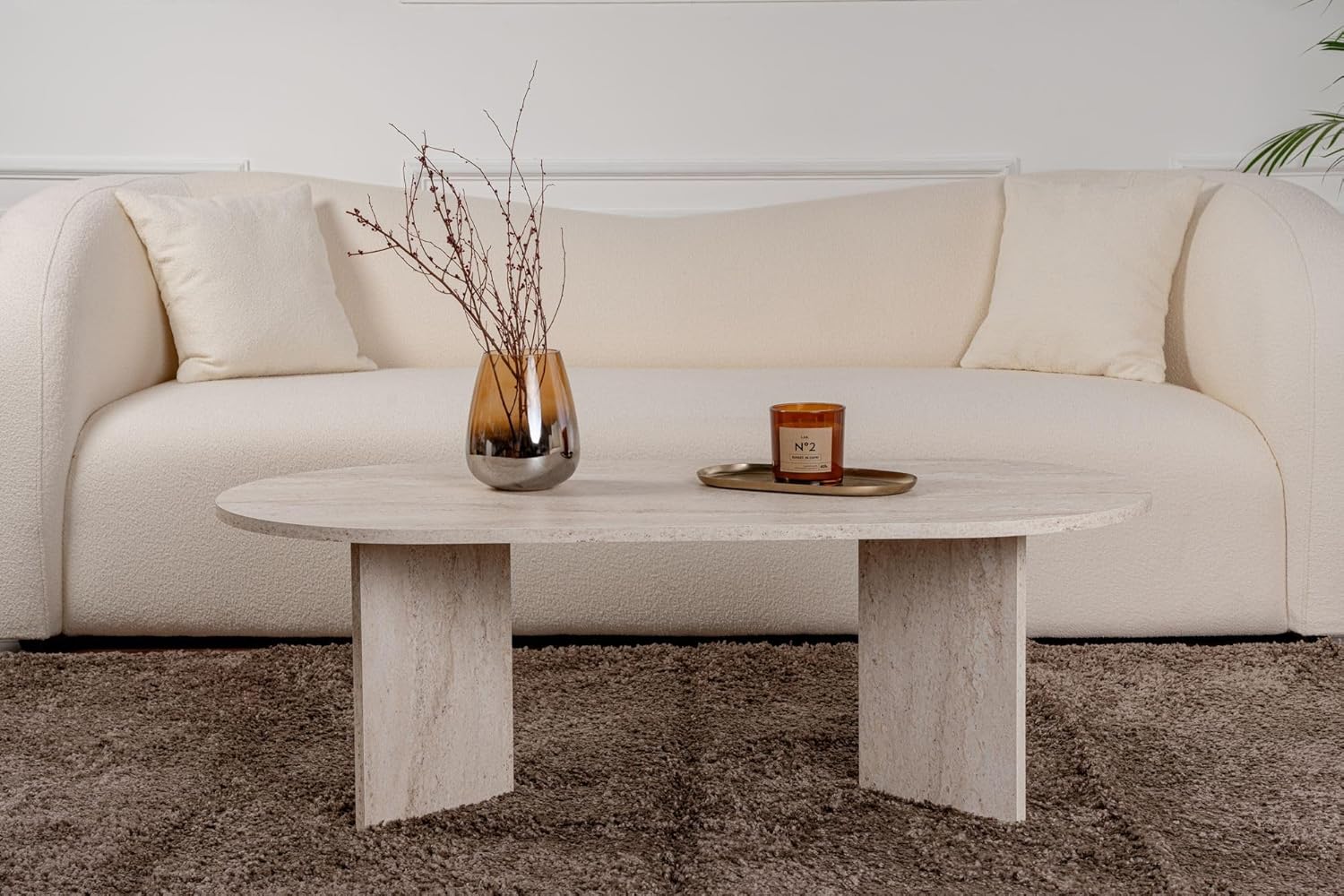 Hanah Home - Élégante table à café - 119x39,8x60 cm - mélamine 18mm, design marbre