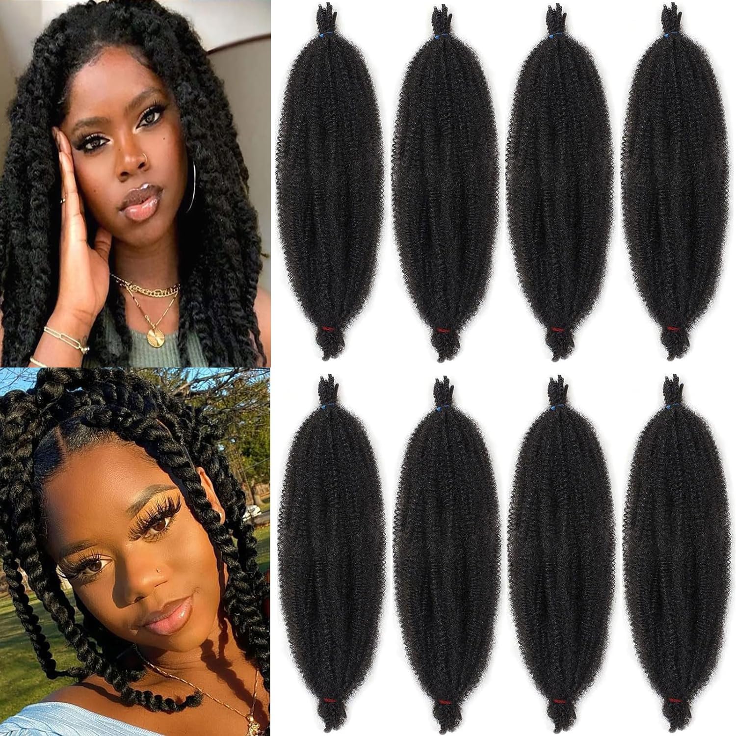 Xtrend - Spring Twist 8 packs 10 pouces - mèches afro prêtes à poser - 1B#