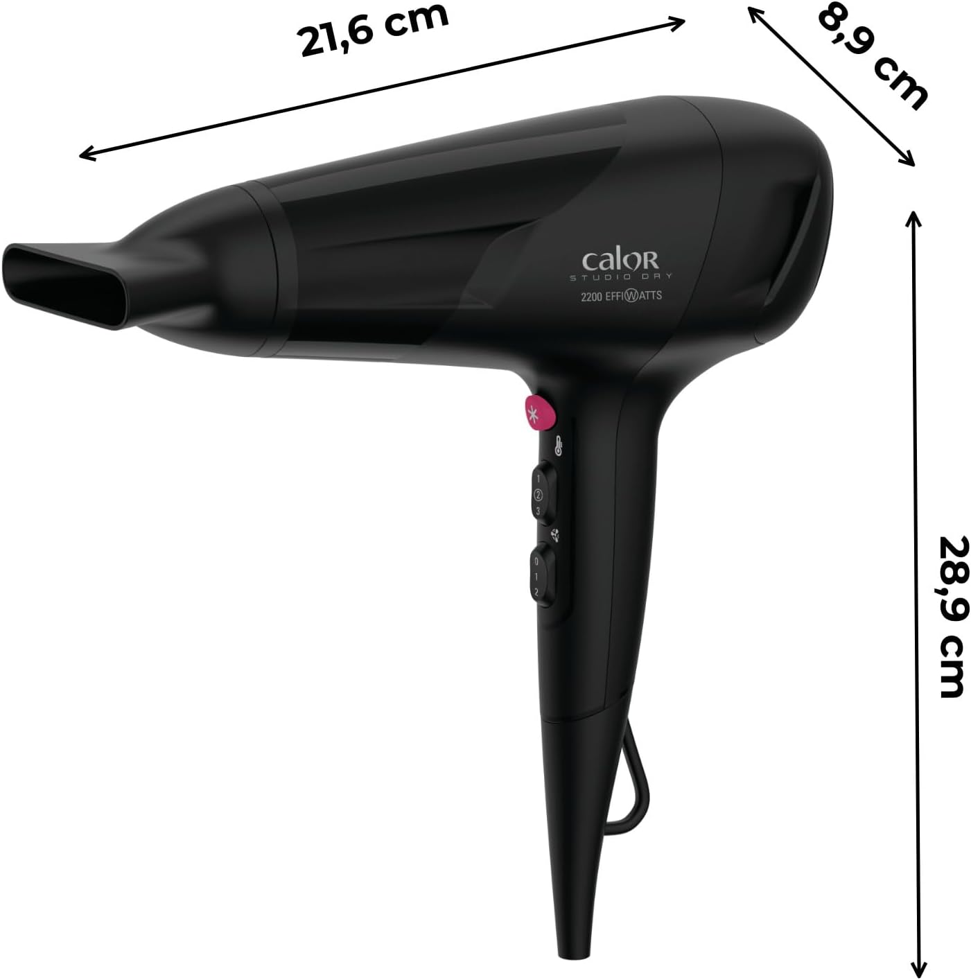 Calor - Studio Dry (série) - sèche-cheveux 6 réglages, air frais, Effiwatts, grille amovible - CV5803C0