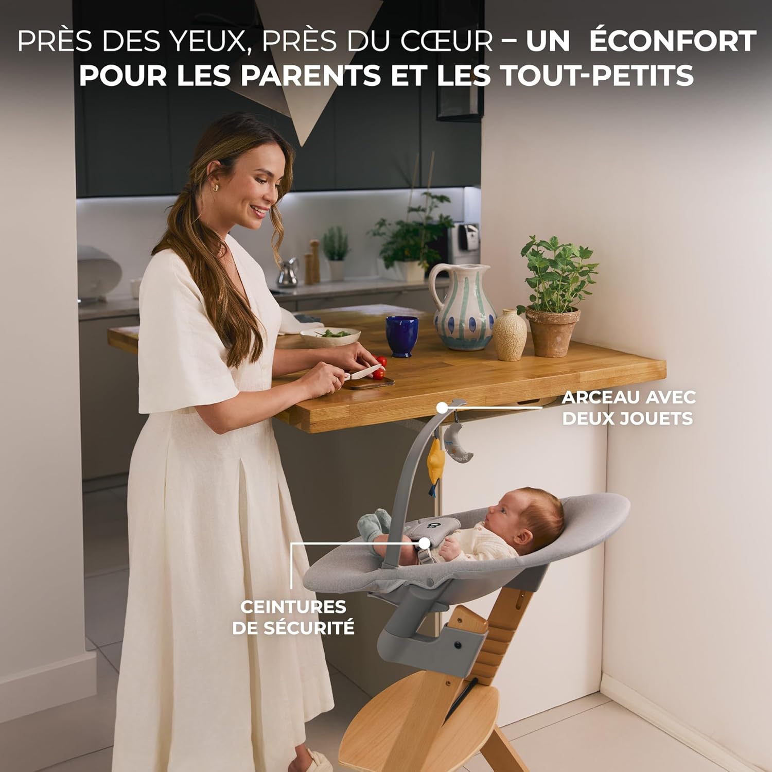 Kinderkraft - ENOCK + CALMEE - bois naturel - évolutive, solide, réglable
