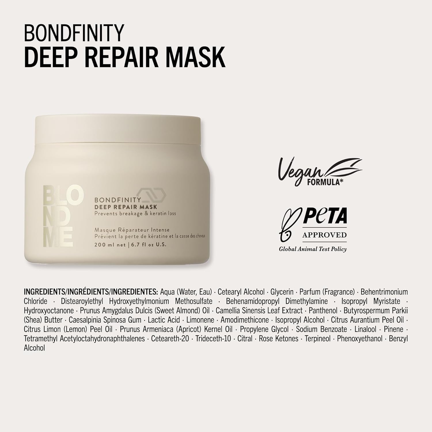 Schwarzkopf - BLONDME Bondfinity - 200ml - masque réparateur, hydratant, protecteur cheveux poreux