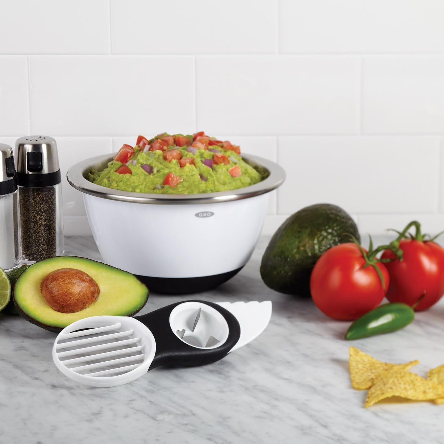 OXO Good Grips – coupe-avocat 3 en 1 – lame dénoyauter, trancheuse – 15 cm