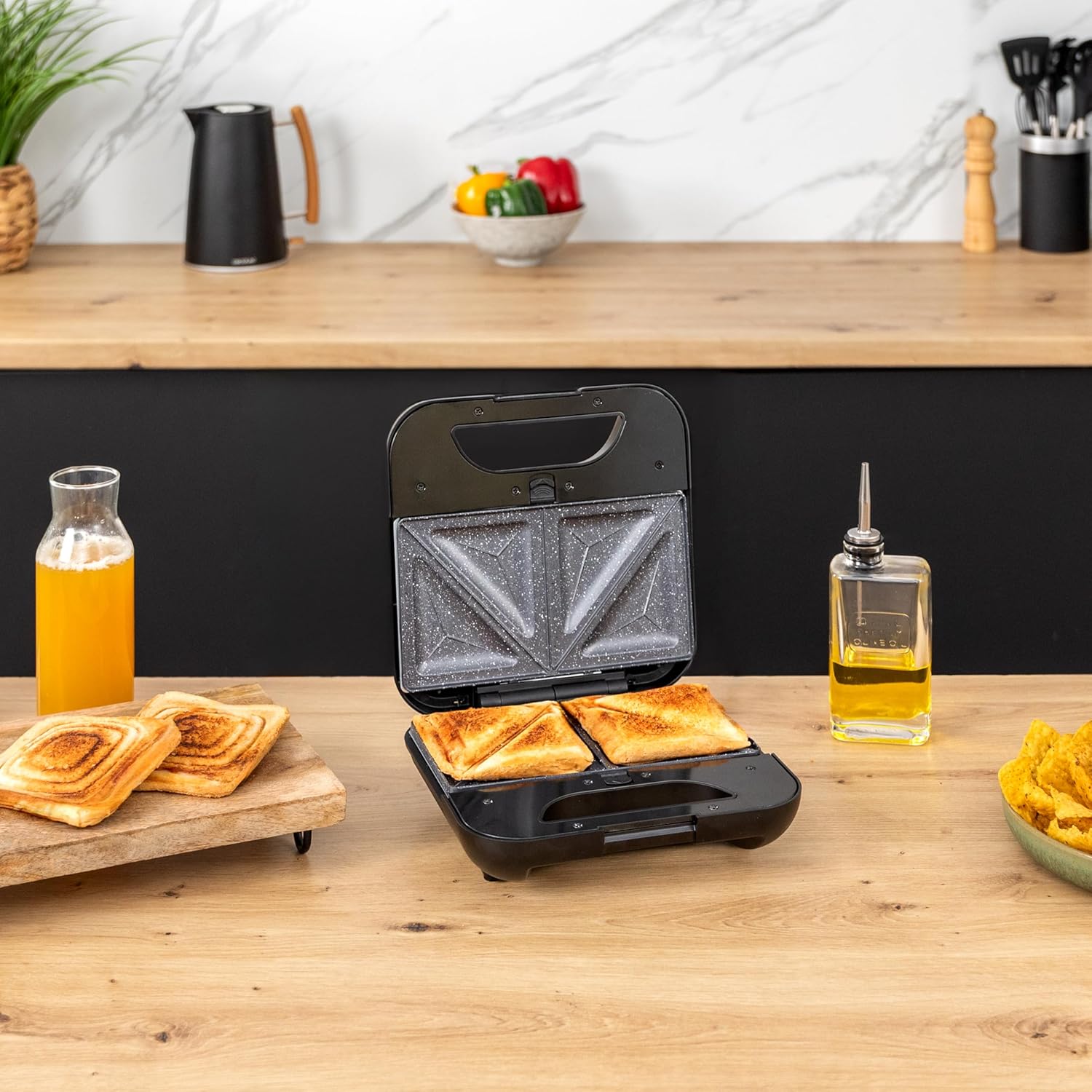 Cecotec - Rock'nToast Combo - 2 sandwiches - 800W, 3 plaques, inox, sans PFOA