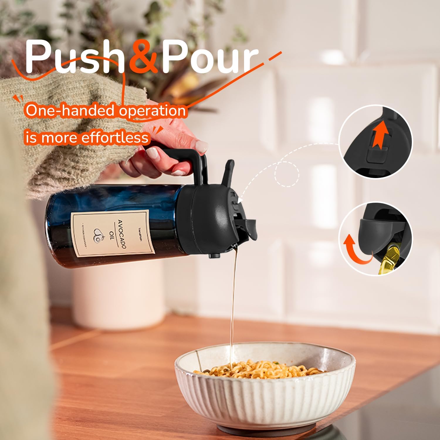 TrendPlain - Spray Huile Cuisine 470ml - 2-en-1, lot de 2, noir & vert