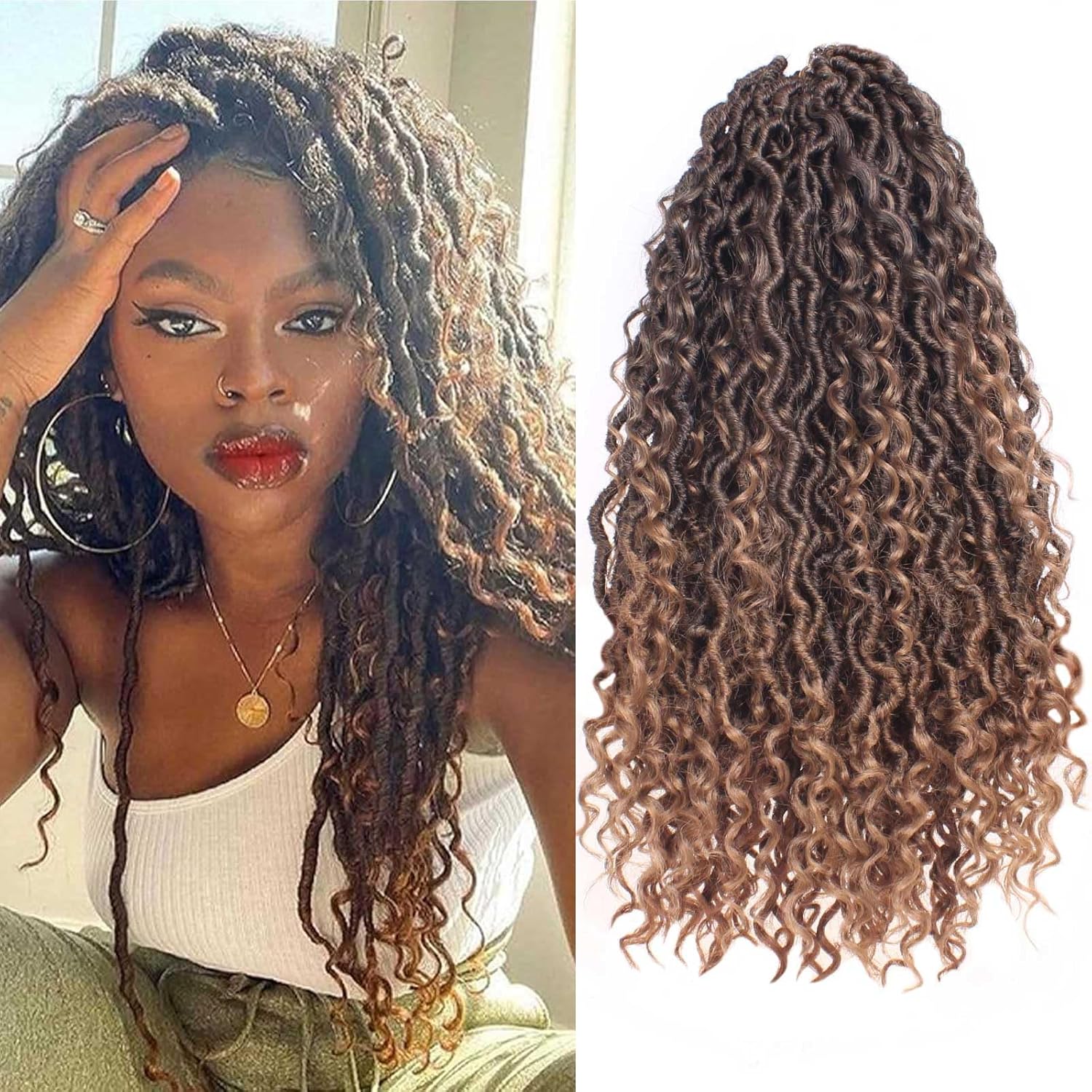 Xtrend - Extensions crochet bohème ombrées, 35,6 cm, lot de 8, T27#