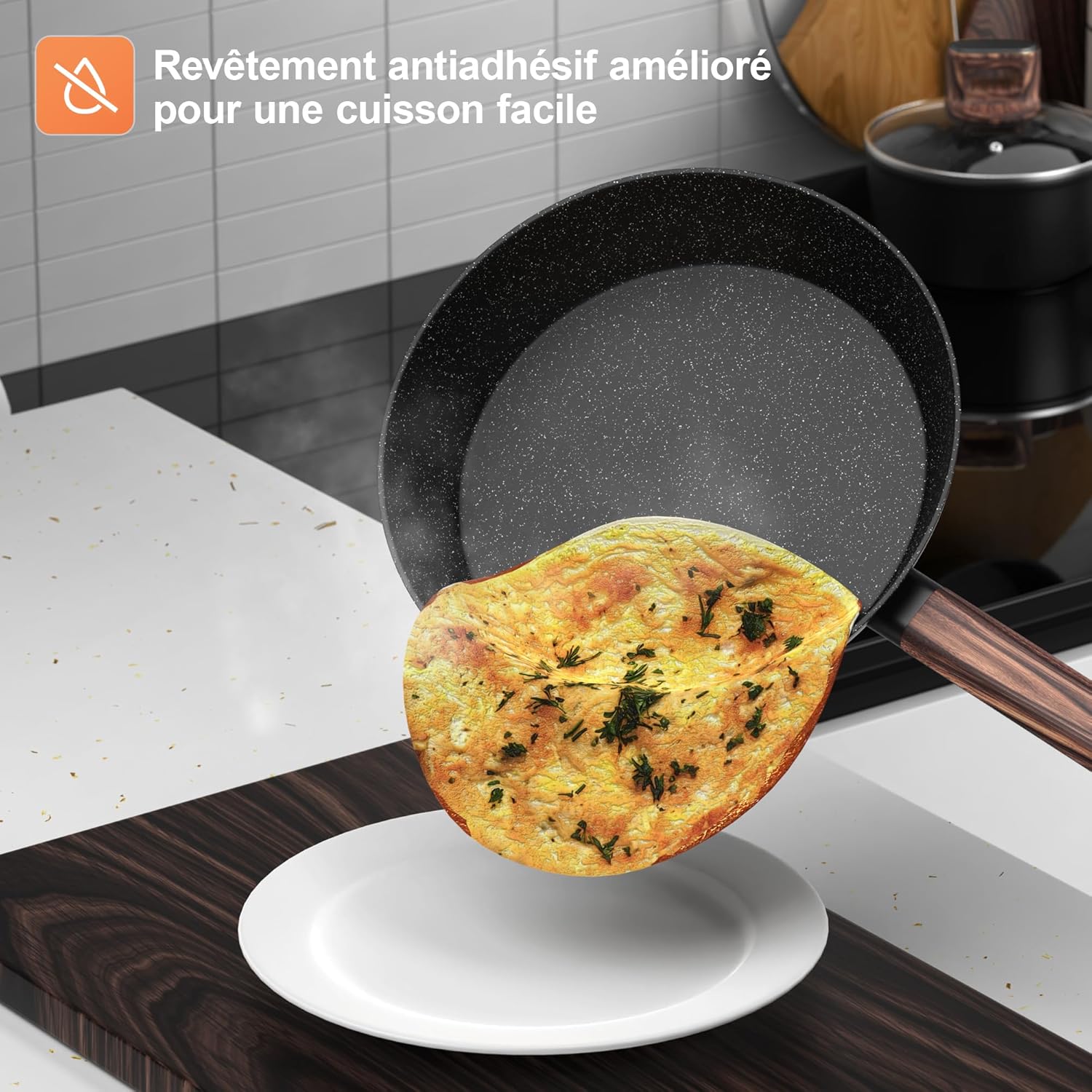 Topbooc - Batterie de cuisine induction 11 pièces - antiadhésif, tous feux, sans PFOA/PFOS, 20-28 cm