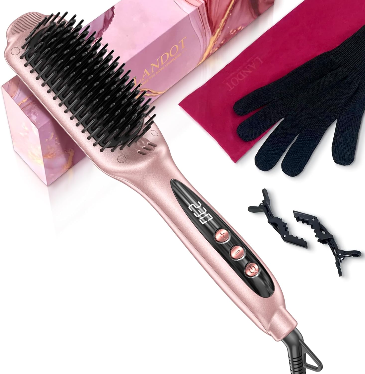 LANDOT - Brosse lissante ionique 2en1 - céramique, 120-230°, antistatique