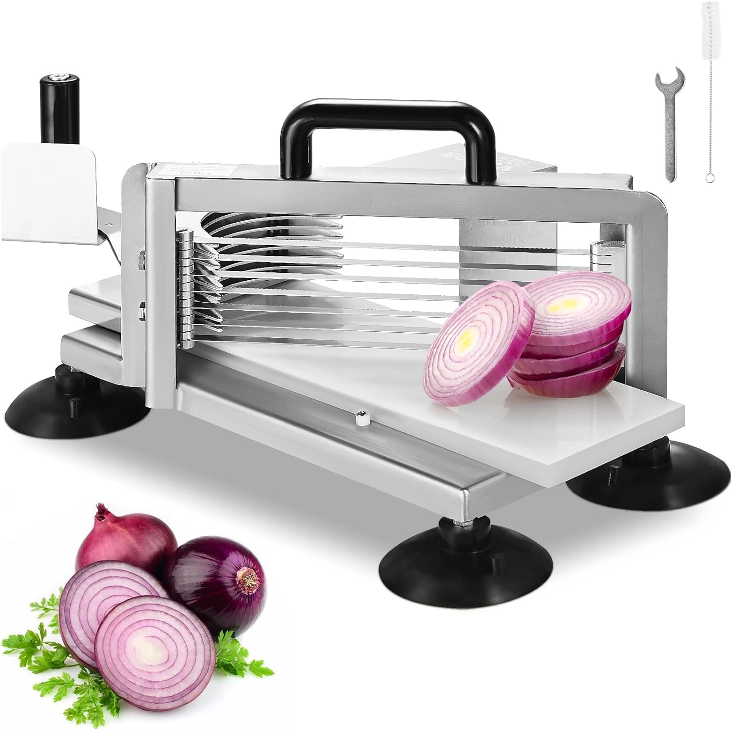VEVOR - Coupe-tomates commerciale - 4,8 mm - inox robuste, pieds antidérapants