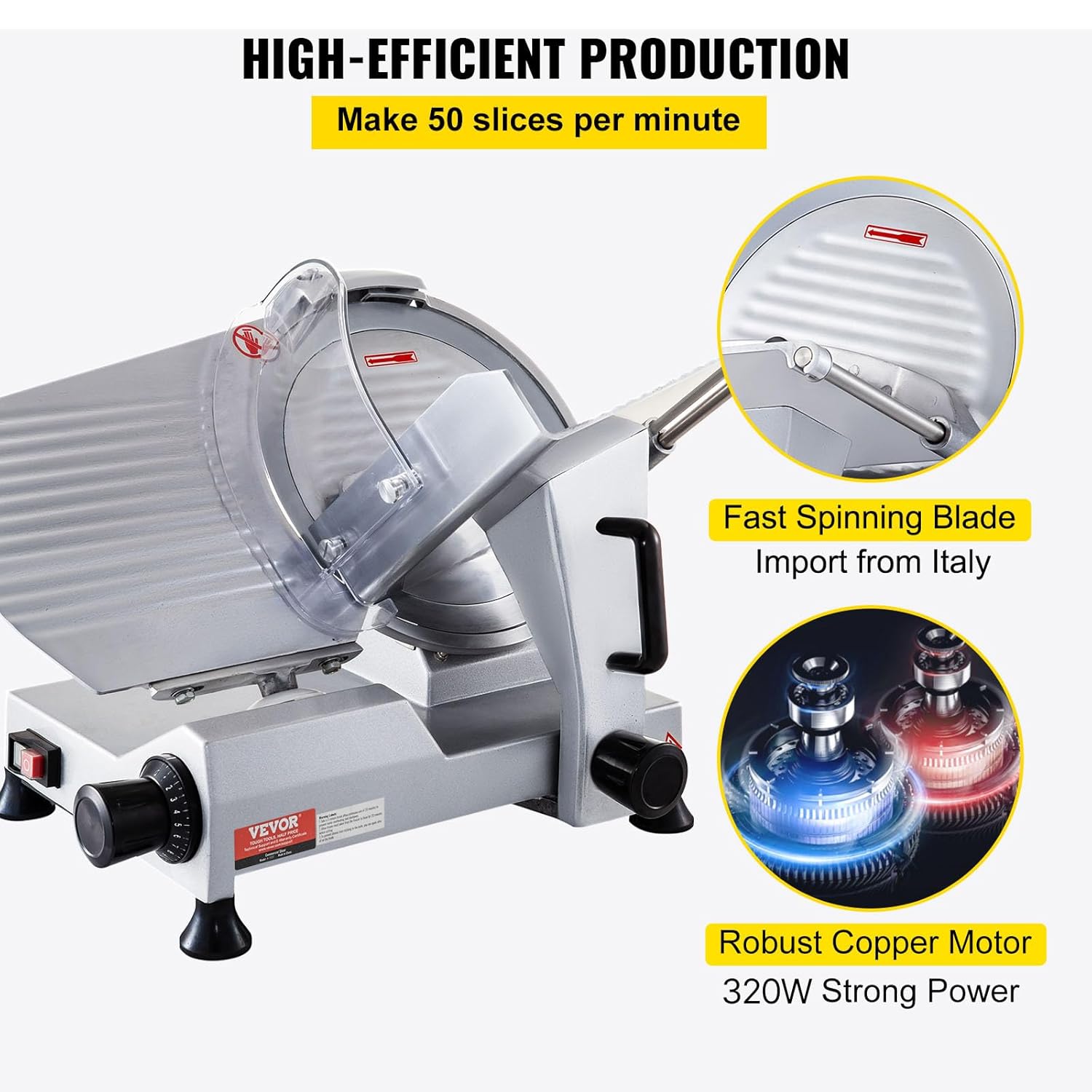 VEVOR - trancheuse électrique 300 mm, 320W, inox, charcuterie, tranche épaisse