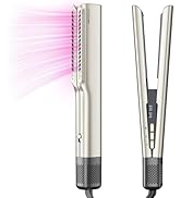 à double fonctionnalité : des plaques à lisser et une tête de brosse à pulvériser avec effet de brume rose