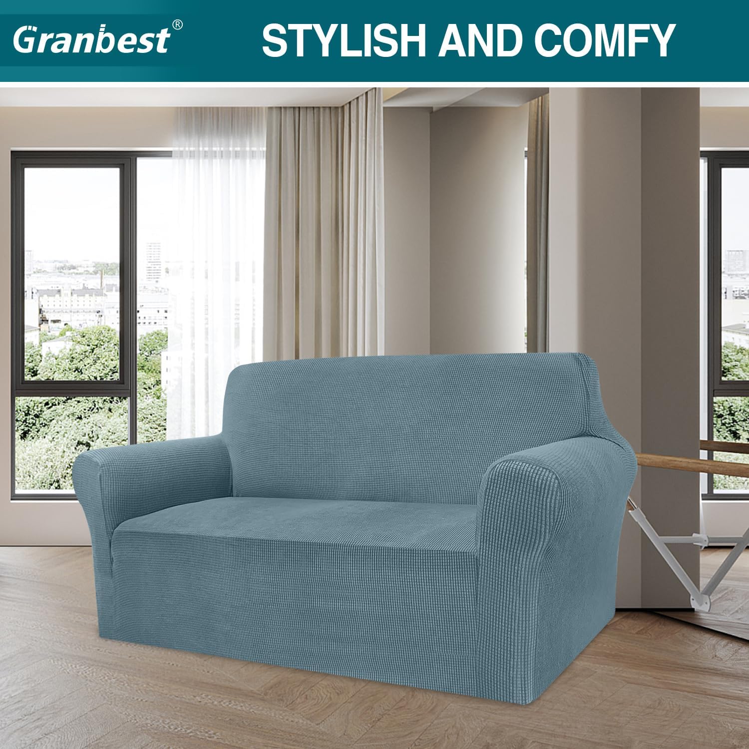 Granbest - housse de canapé moderne - 2 places - jacquard extensible, protection animaux