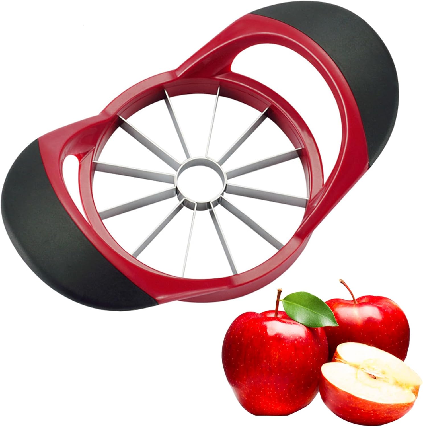 Tranche-pomme - 12 tranches inox - Rouge - découpe rapide fruits