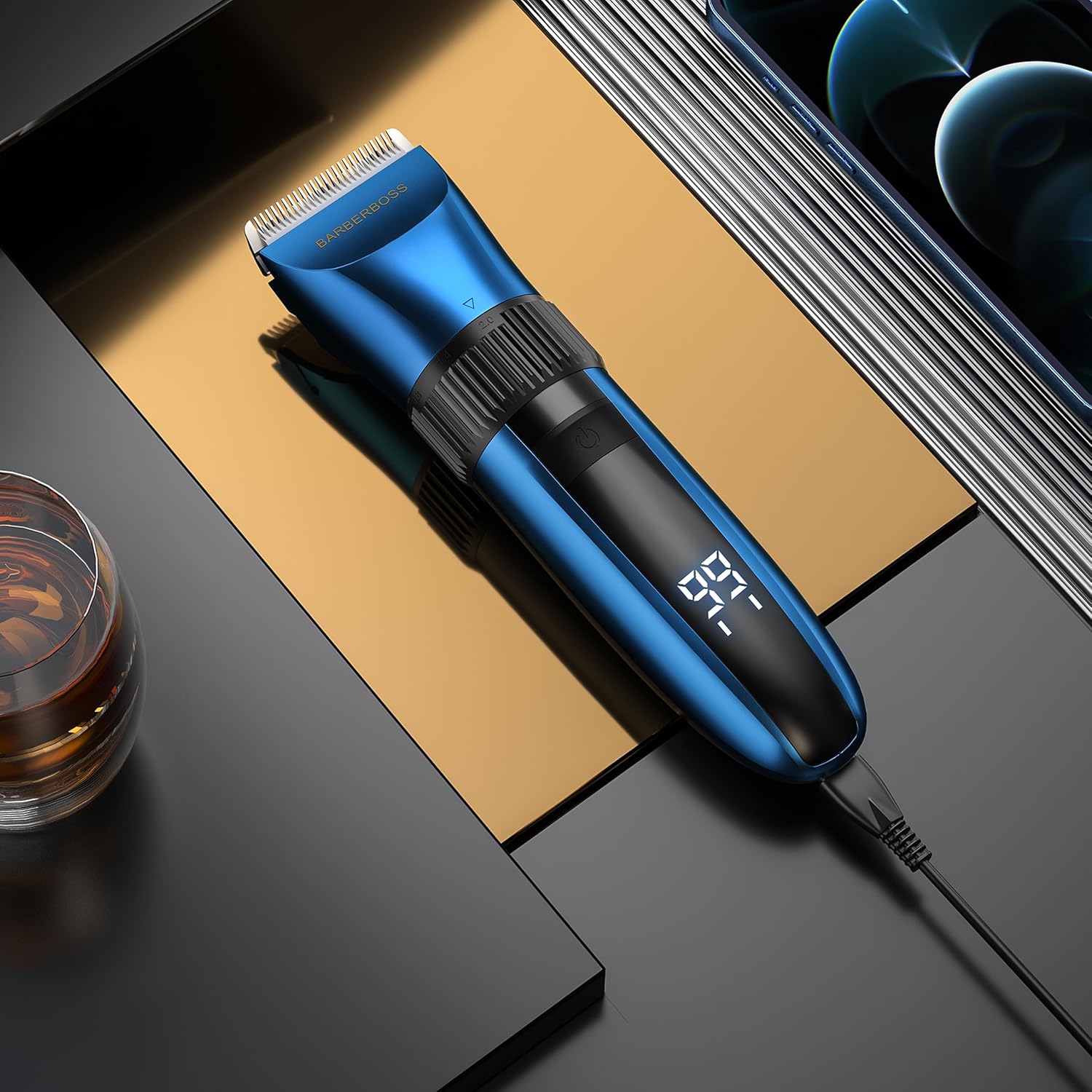 BarberBoss – tondeuse barbe/cheveux – étanche, céramique, LED, charge rapide – QR-2082
