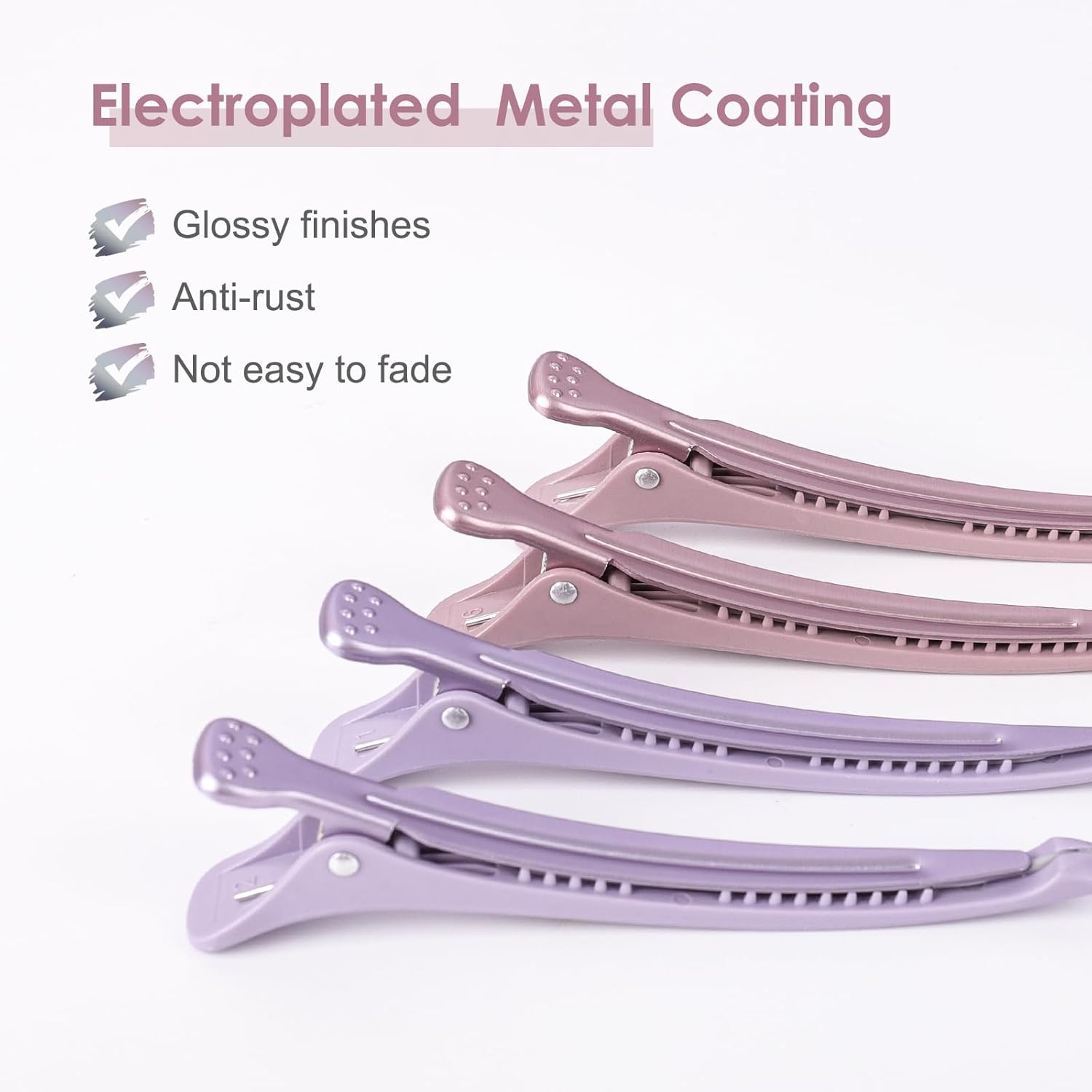 AIMIKE - Pinces crocodile cheveux 4pcs - antidérapantes, sans trace, Morandi