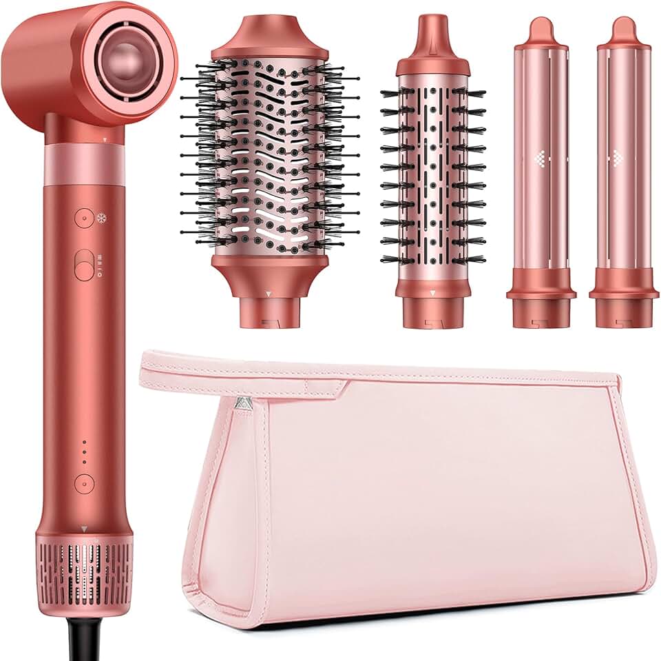 HITTIONA - Air Styler 5 en 1 - Brosse soufflante, séchage rapide, coiffage multi-styles, trousse offerte