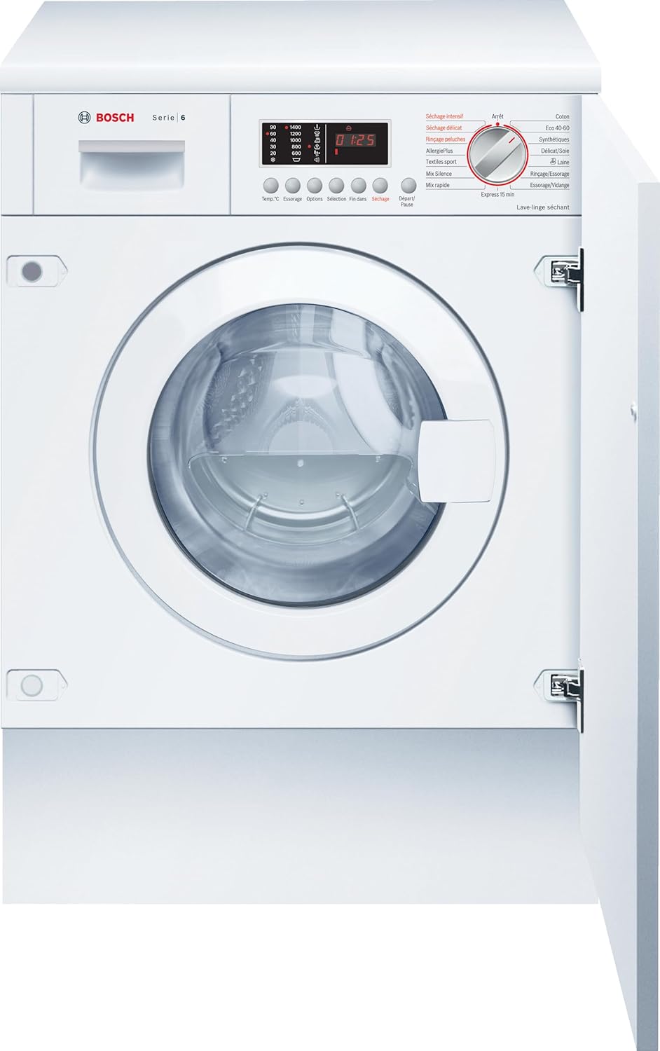 Bosch - Série 6, 7/4 kg, 1400 tr/min, moteur EcoSilence, encastrable WKD28543FR