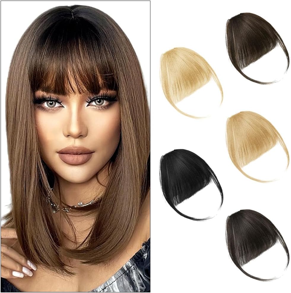 LOPHE - Frange à clip cheveux humains - marron foncé - bangs tressés