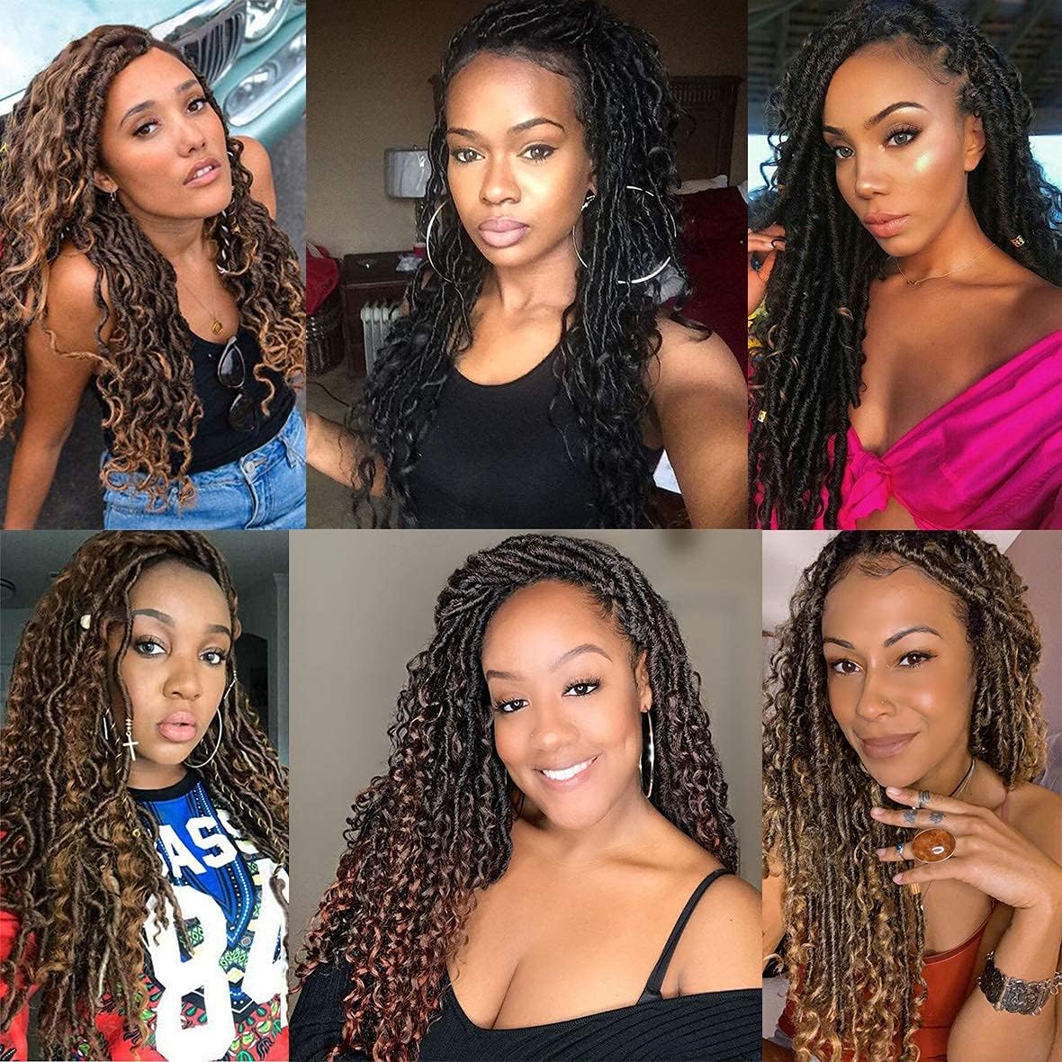 Xtrend - River Goddess Faux Locs 18” - 8 paquets, 14 brins, bouclés, T27