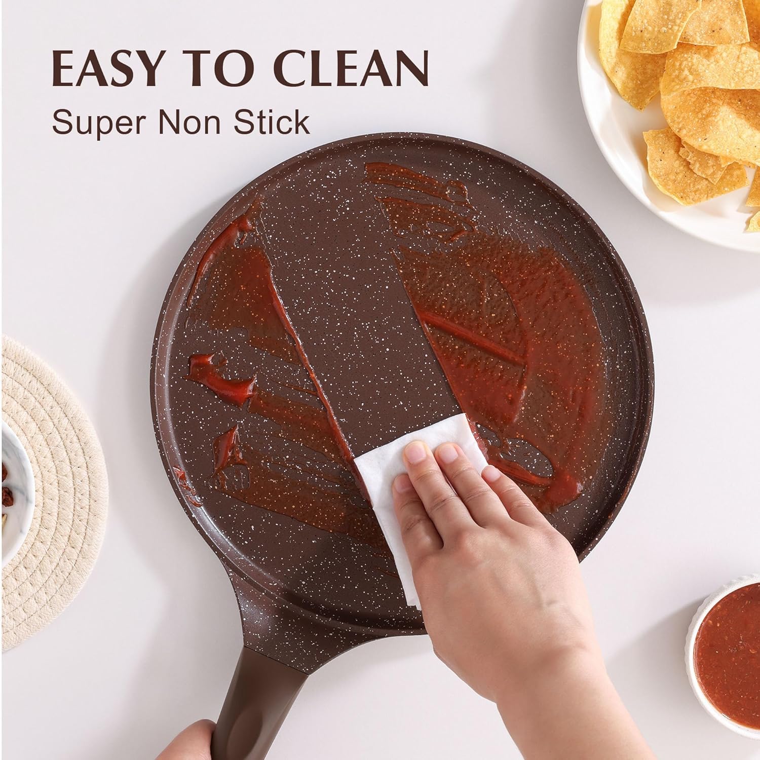 SENSARTE – Poêle à Crêpes 26 cm – Revêtement Granit, induction