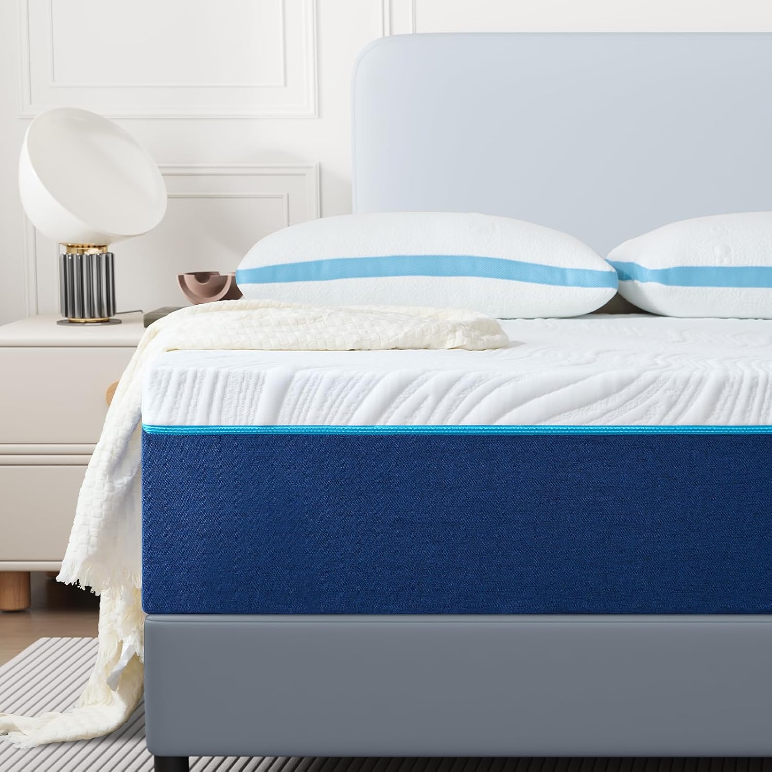 Matelas - mousse mémoire, 90x190x16cm, 7 zones, réversible, ferme
