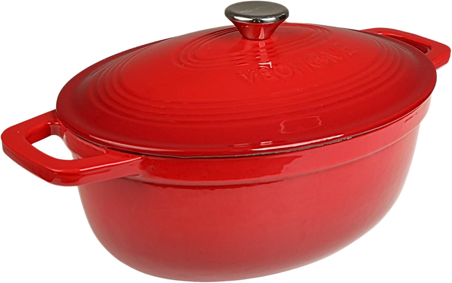 VeoHome - cocotte fonte émaillée 6L ovale - cuisson homogène - compatible induction/gaz/four