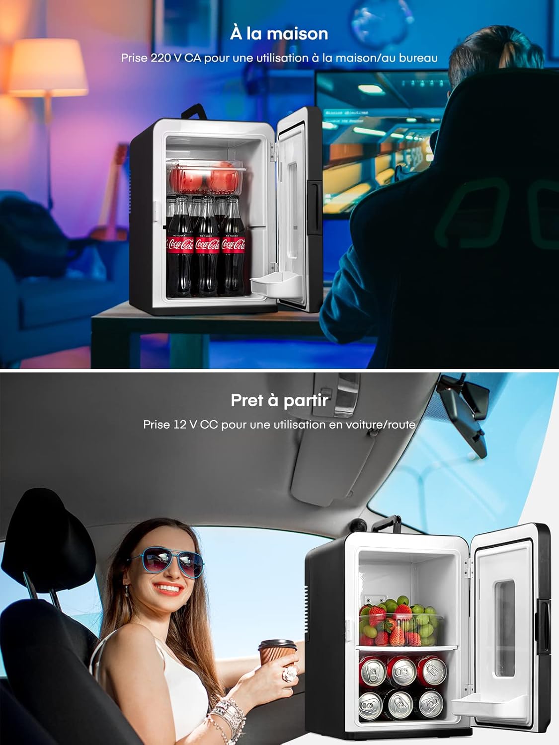 Northclan - Mini Frigo 15L - compact, silencieux, chaud/froid, 21 canettes