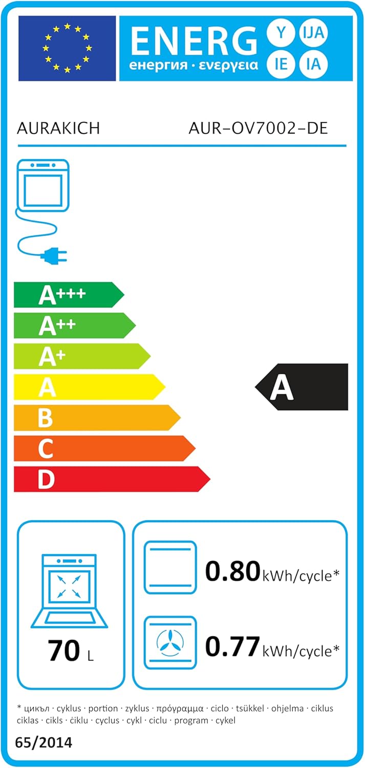 Four encastrable - 60 cm, 70 L, chaleur tournante 4D, 8 modes, sécurité enfant