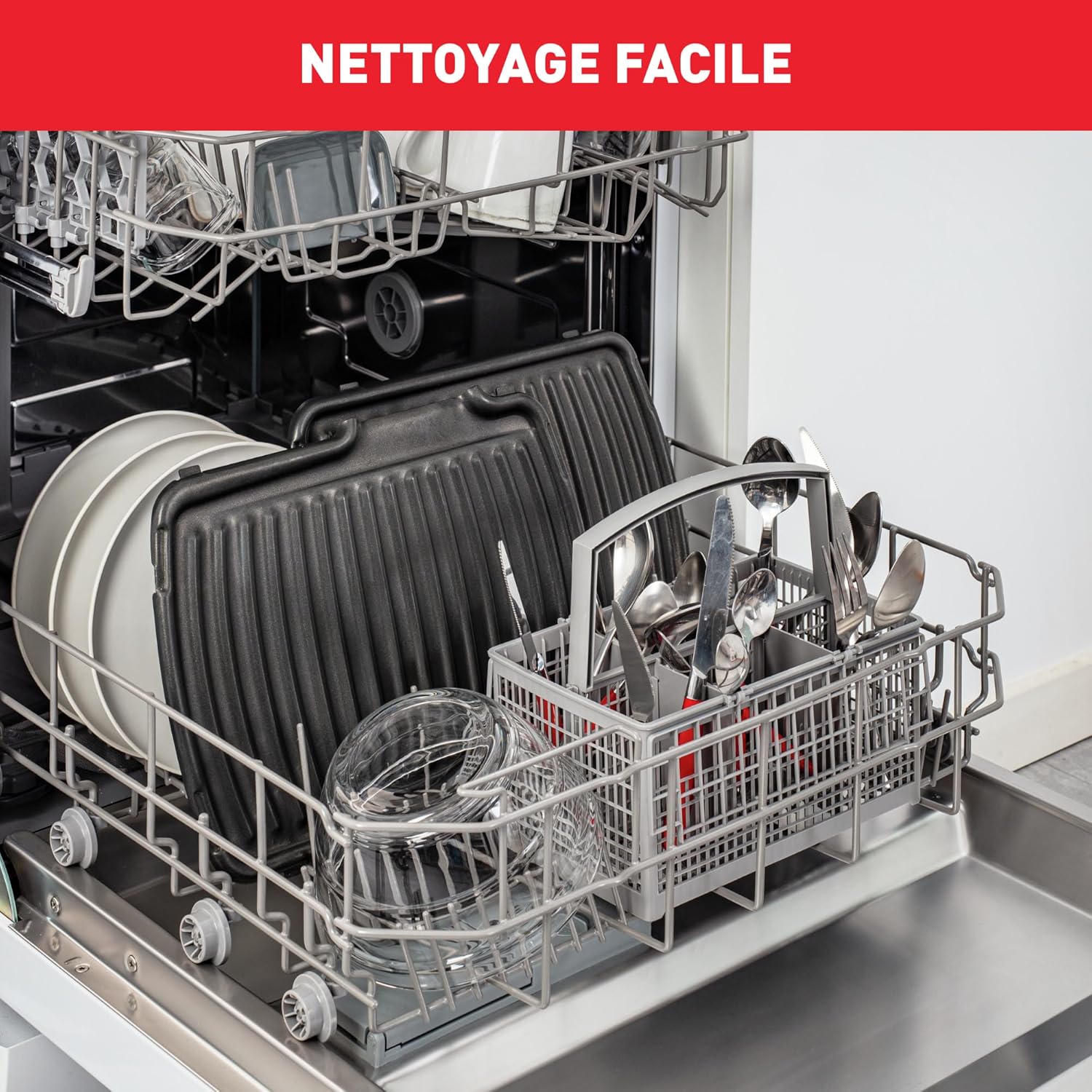 Tefal - Ultra Compact série - grill électrique 2000W, plaques lave-vaisselle, bac récupérateur jus - GC305012