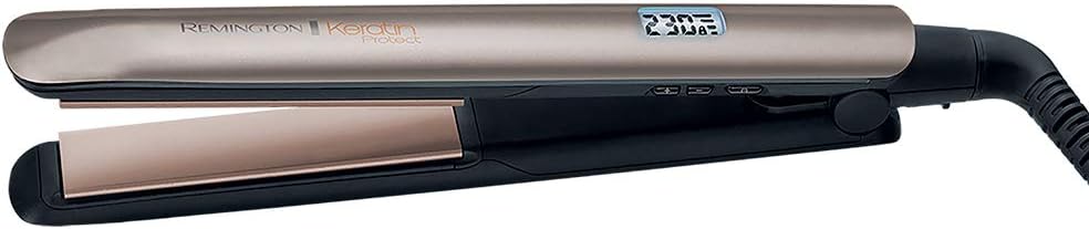 Remington - Lisseur Protect - céramique, écran LCD, 10 temp., soin kératine & huile d'amande - S8540