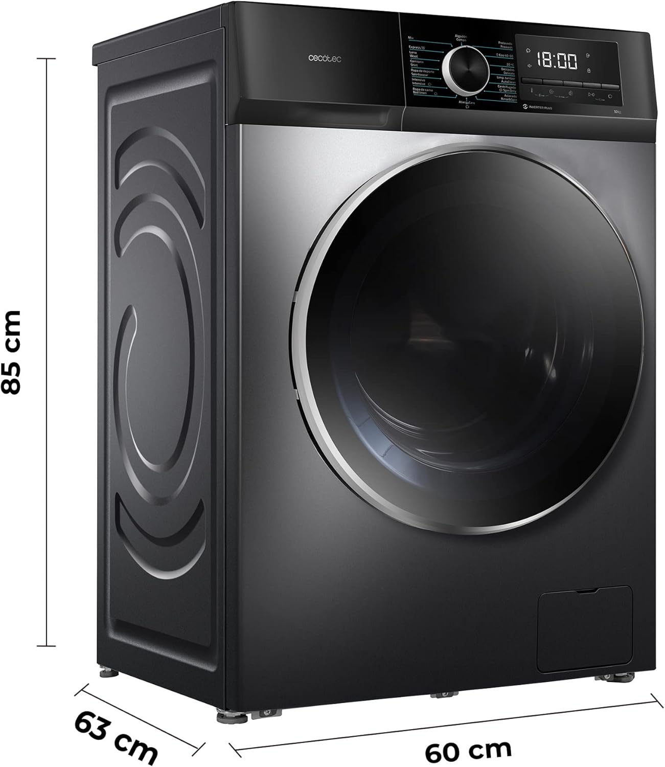 Cecotec - Bolero Dresscode 10500 - 10kg - 1400rpm, Inverter, vapeur, faible conso, 16 programmes - 10500