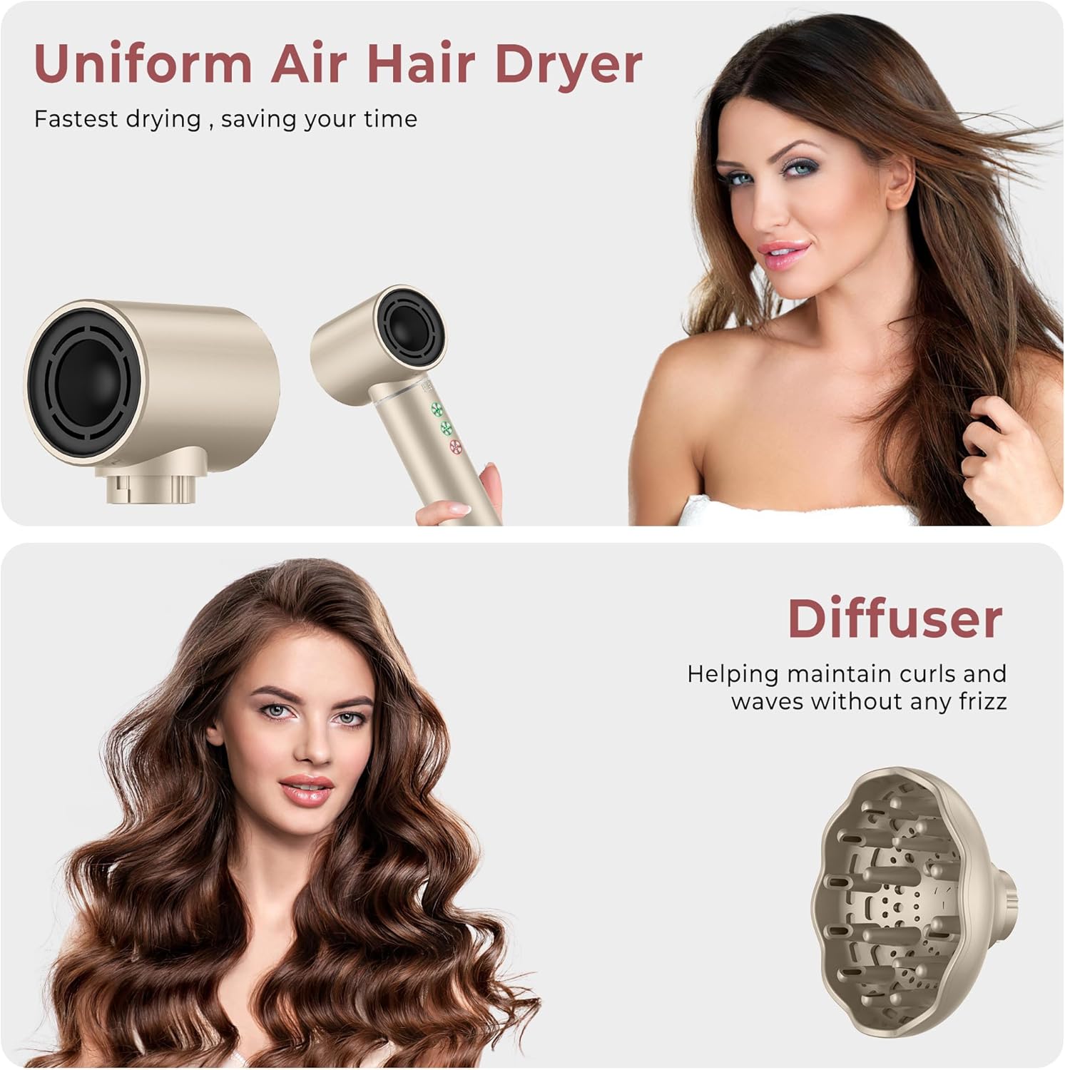 Brosse soufflante 7 en 1 - 1300W, 20m/s, 110000 tr/min, Air Styler Pro