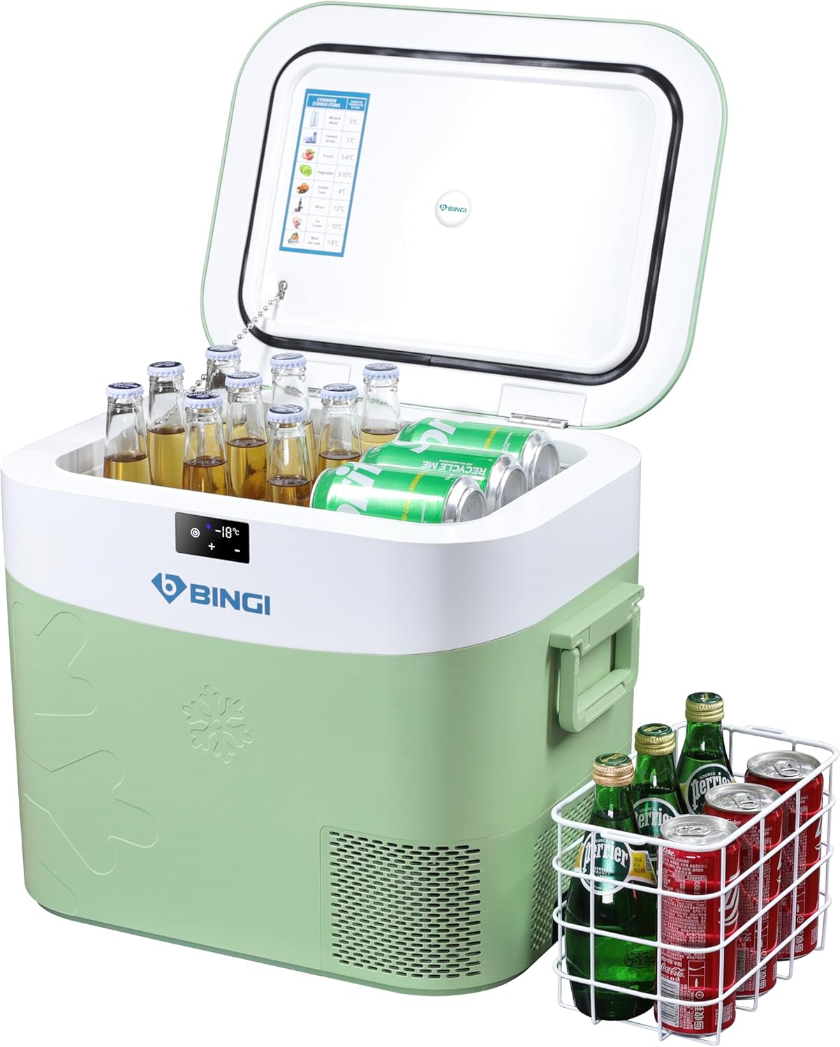BINGI - glacière électrique 22L - compression, -18°C, 12V/24V/220V
