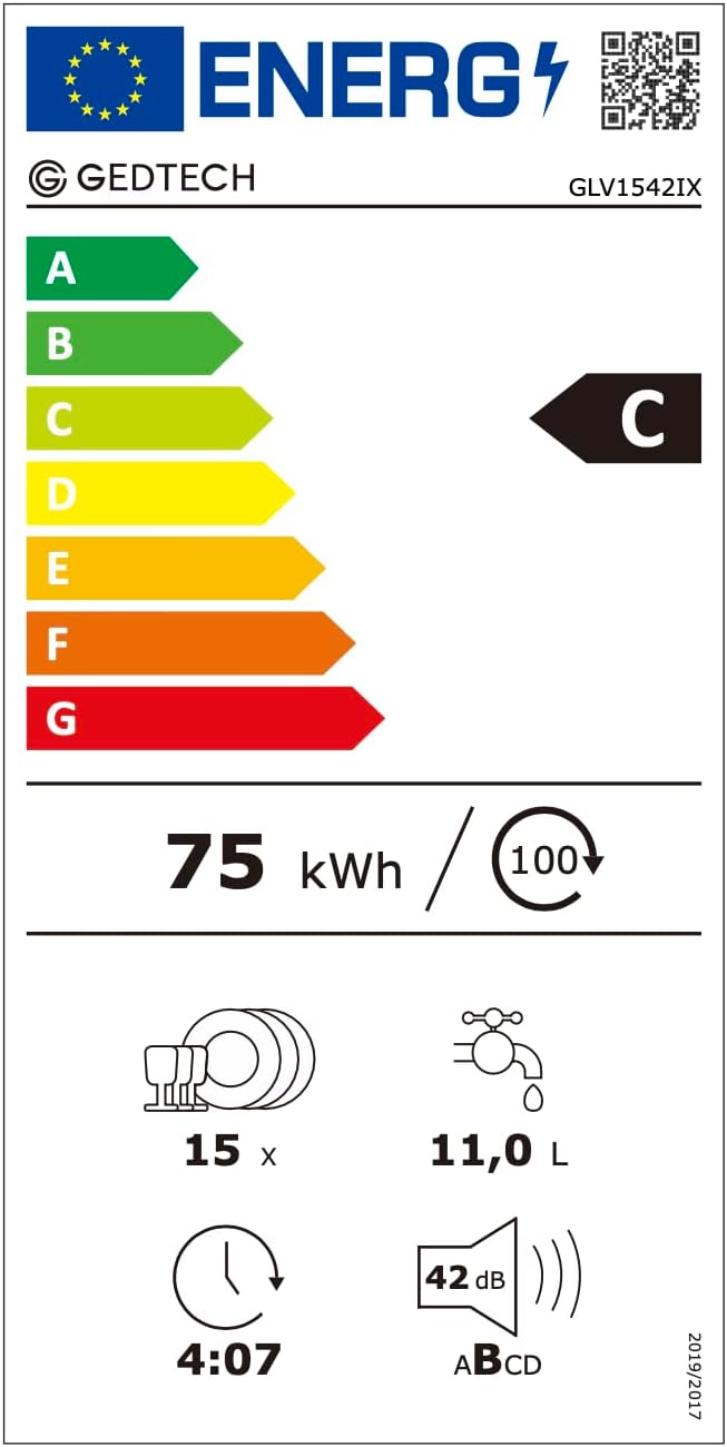 GEDTECH -15 couverts, inox, ultra silencieux, départ différé