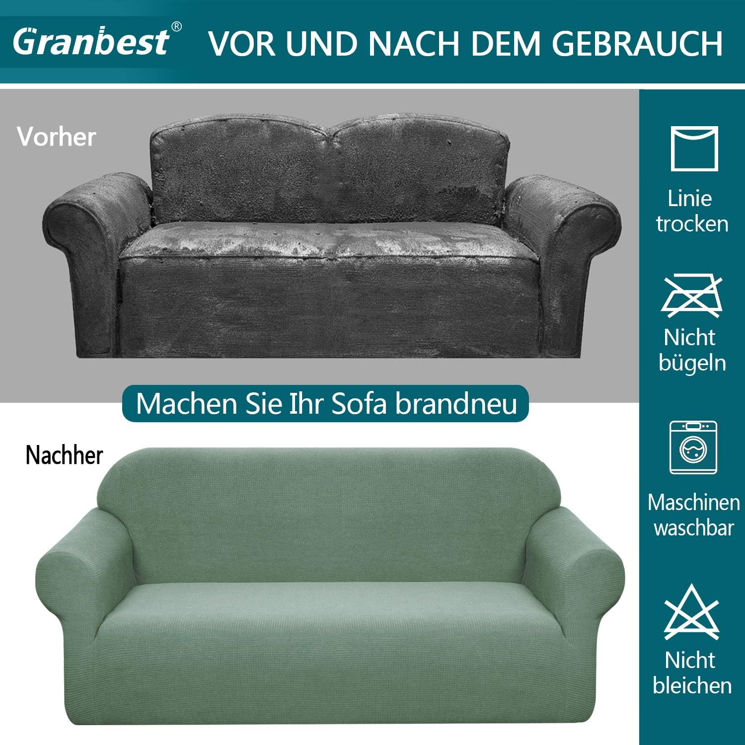 Granbest - housse canapé spandex jacquard, 4 places, extensible, imperméable