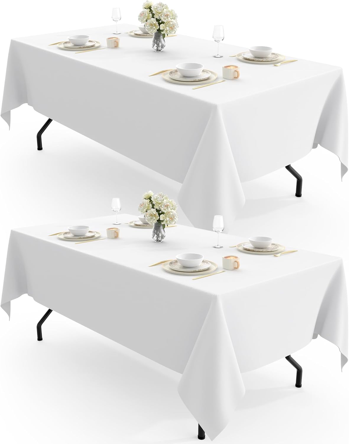 Pureegg - Nappe rectangulaire lot de 2, 140x240cm, tissu lavable