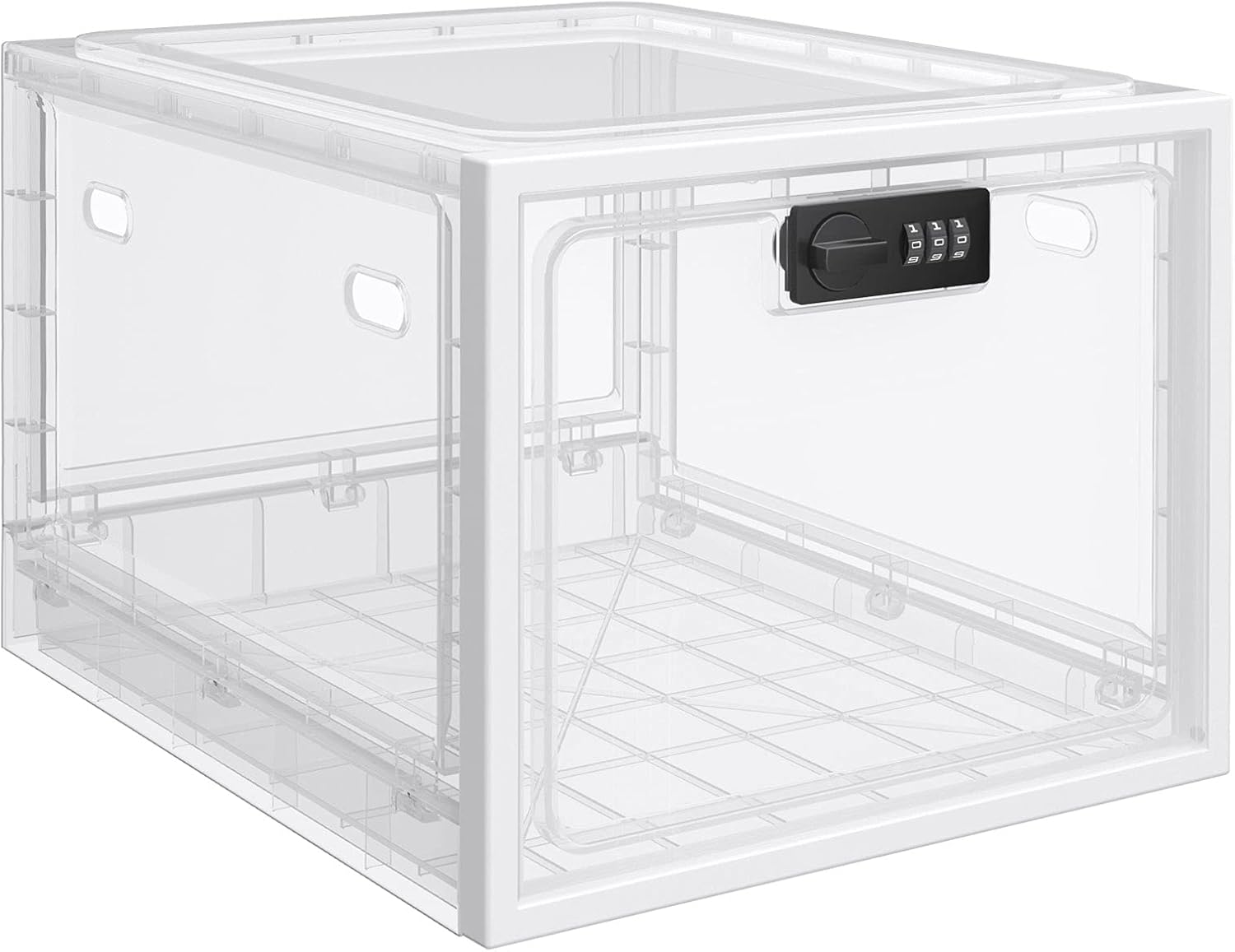 Boîte de rangement sécurisée - plastique transparent - cadenas intégré - usage familial/bureau/école - grandes dimension