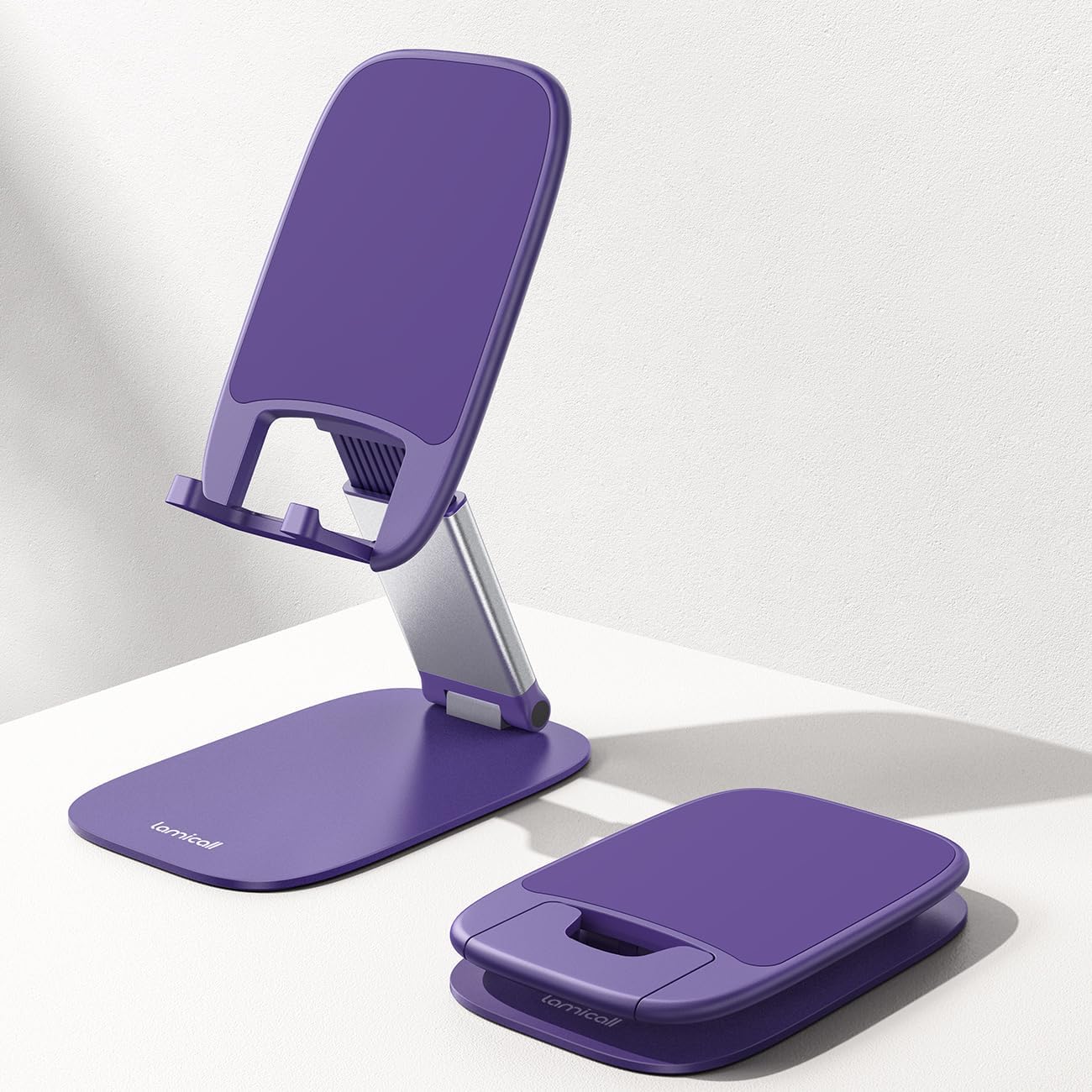 Lamicall - Support Téléphone Pliable - 15mm ultrafin, base métal, hauteur & angle réglables
