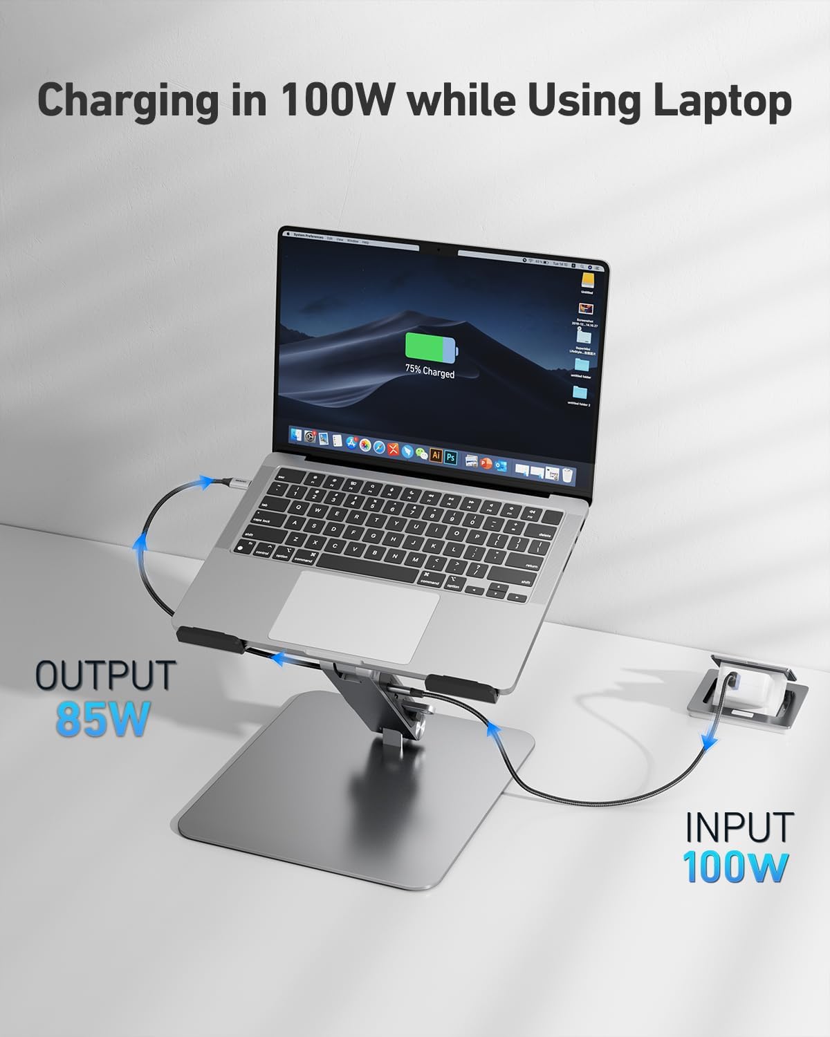 BENFEI - Support PC portable 6-en-1, HDMI 4K, USB-C, Ethernet, 100W PD
