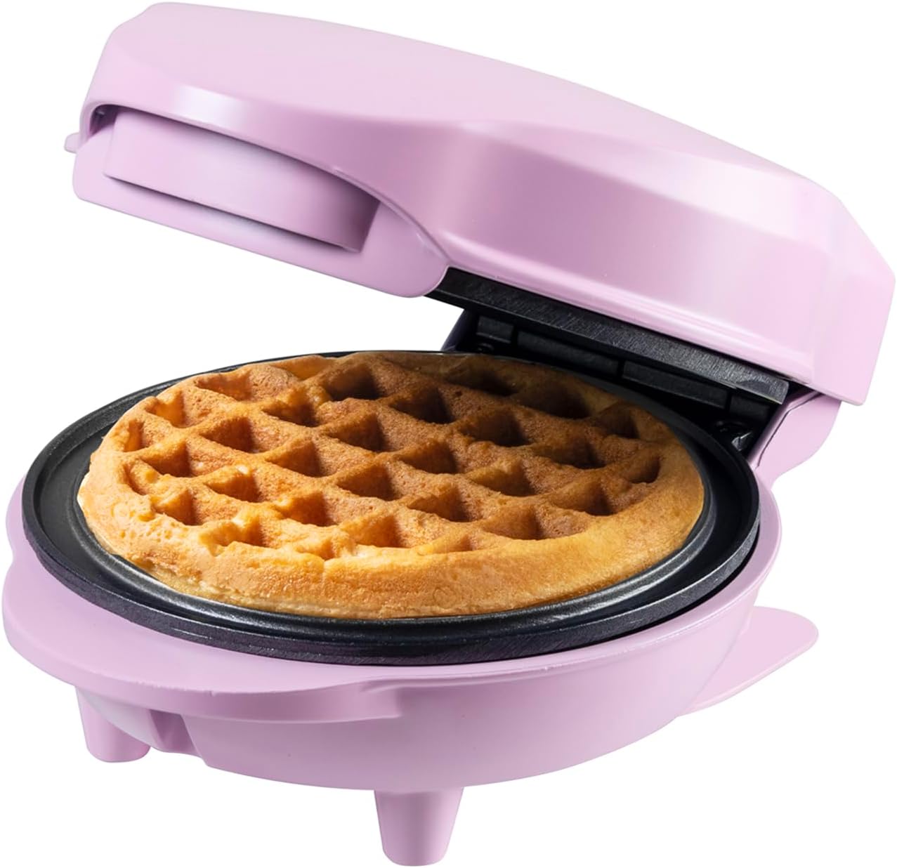 Bestron - mini gaufrier rétro rose mat - compact - revêtement antiadhésif