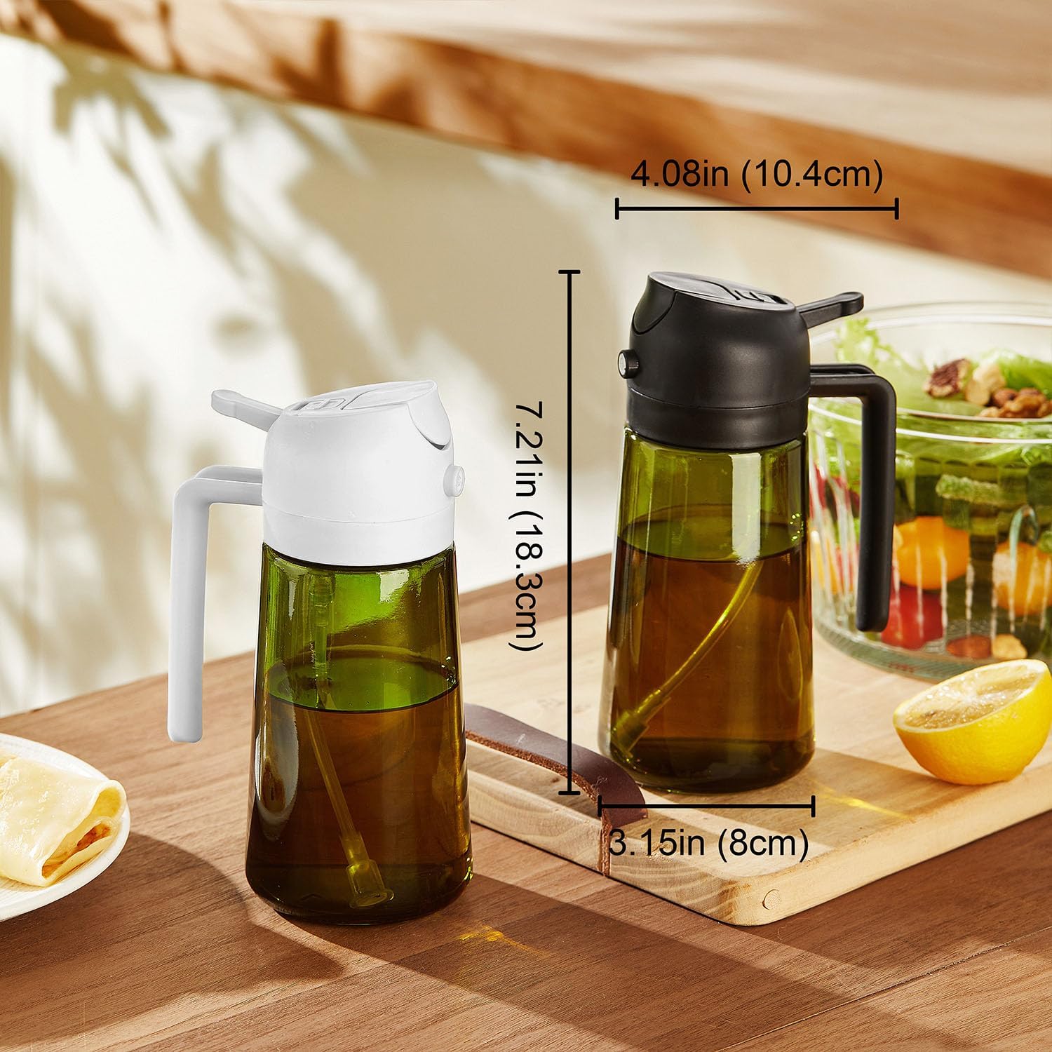 TrendPlain - Spray huile cuisine 470ml - vaporisateur 2-en-1, vert