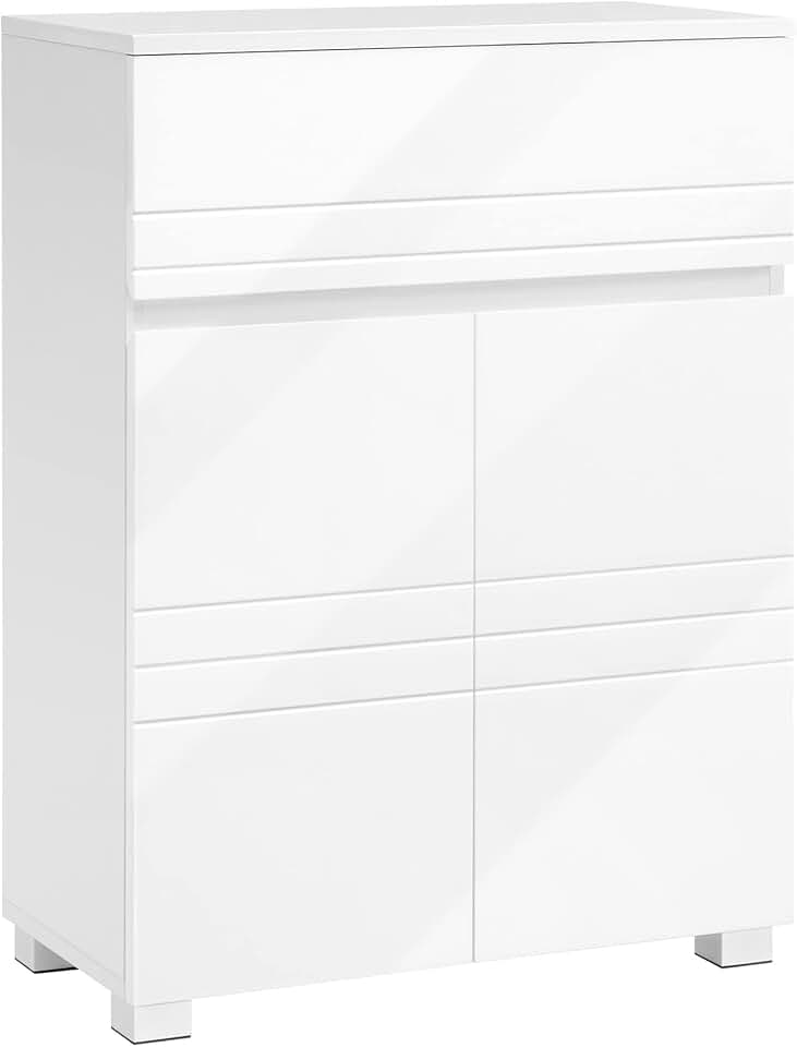 VASAGLE - meuble salle de bain, 60x30x80 cm, tiroir, portes, BBK140W01