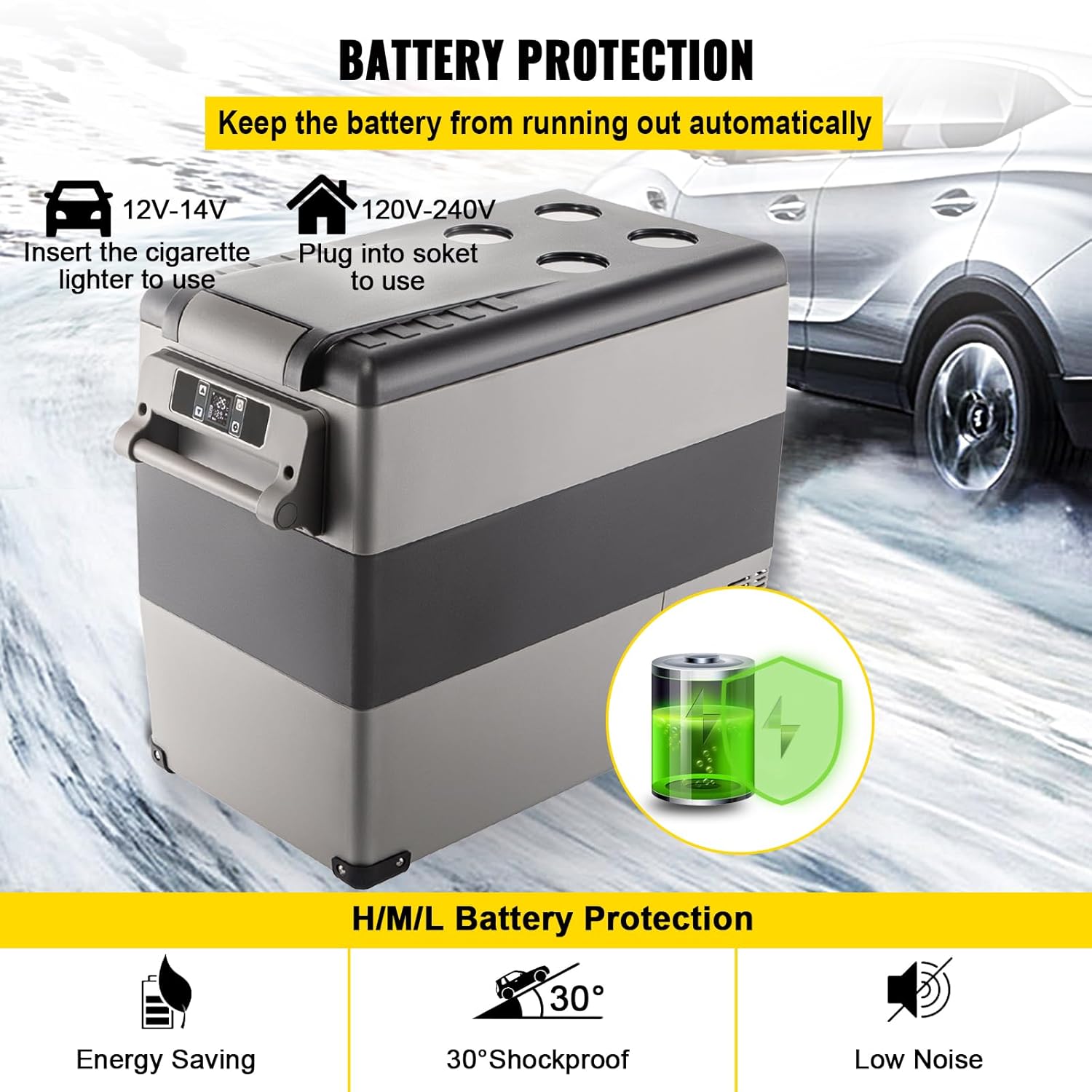 VEVOR - Mini Frigo Série Portable - 69x34.5x52.4cm - Silencieux, -20 à 20°C, 55L, panneau numérique, 220V/maison/voiture