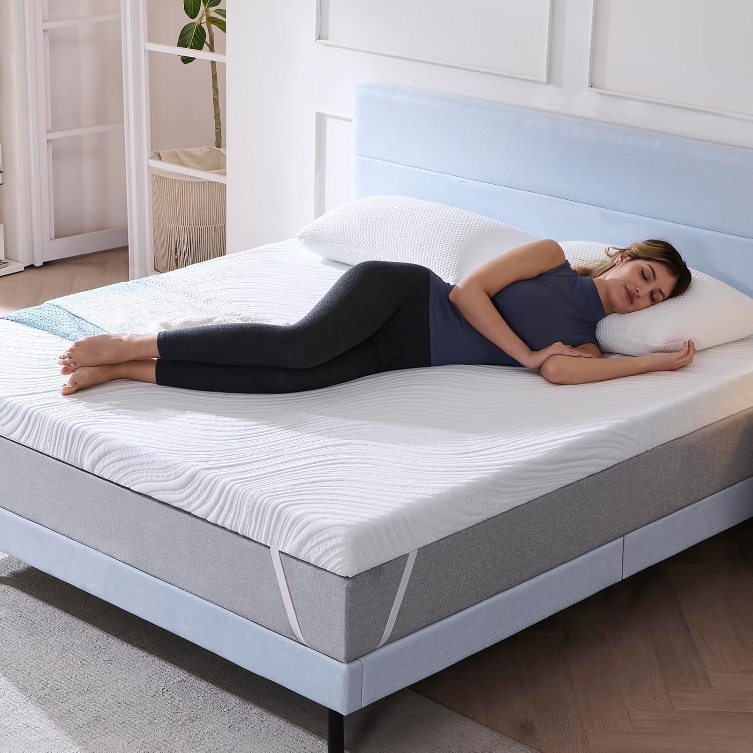 Surmatelas - mousse mémoire de forme, gel, 140x190x5 cm, housse lavable