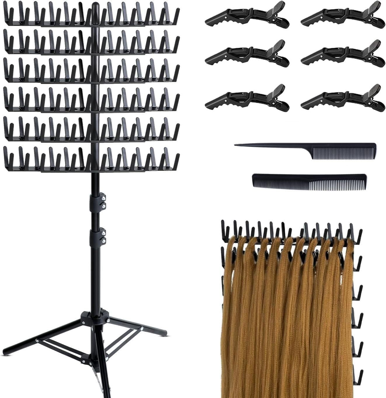 Gresonic - support pour tresses réglable, 144 pinces, idéal coiffeurs