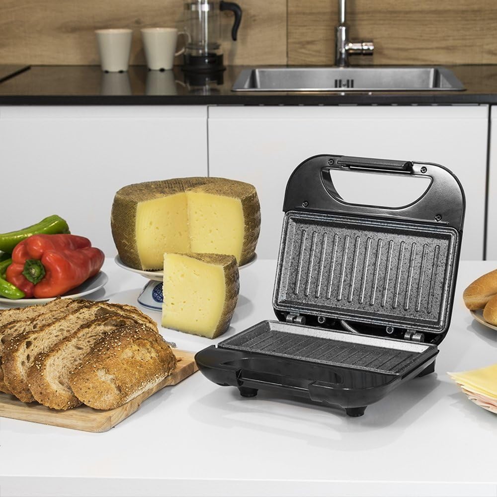 Cecotec - Rock'n Toast Sandwich Squared - 2 sandwiches - grill, antiadhésif, poignée froide, 750W