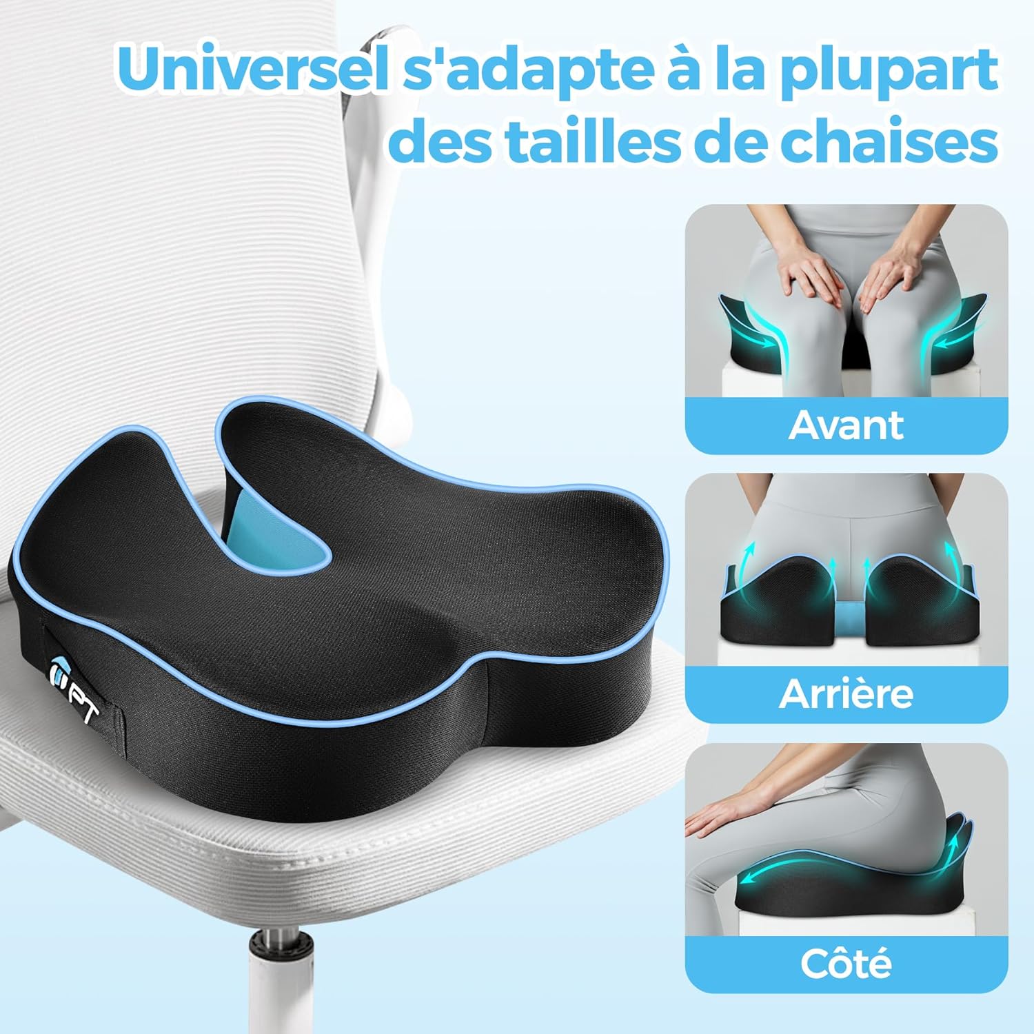 Coussin chaise ergonomique - mousse mémoire respirante - confort universel